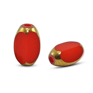 Ovale glaskralen facet Red-gold