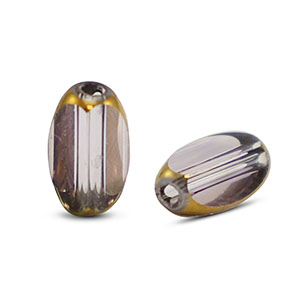 Ovale glaskralen facet Lilac transparent-gold