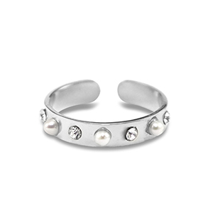 Roestvrij stalen (RVS) Stainless steel ringen parels Silver