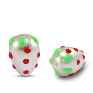 Acryl kralen aardbei Pearl-red green