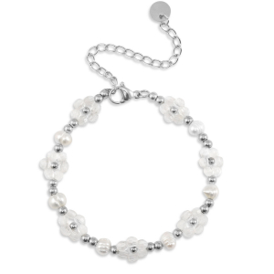Roestvrij stalen (RVS) Stainless steel armbanden parels Silver