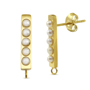 Roestvrij stalen (RVS) Stainless steel oorbellen / oorstekers parels met oogje Gold