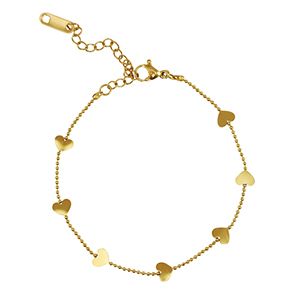 Roestvrij stalen (RVS) Stainless steel armbanden hartjes Gold