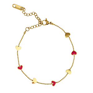 Roestvrij stalen (RVS) Stainless steel armbanden hartjes Gold
