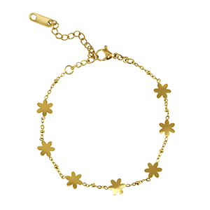 Roestvrij stalen (RVS) Stainless steel armbanden bloem Gold
