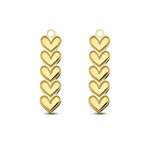 Roestvrij stalen (RVS) Stainless steel bedels hartjes Gold