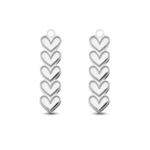 Roestvrij stalen (RVS) Stainless steel bedels hartjes Silver