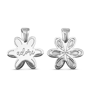 Roestvrij stalen (RVS) Stainless steel bedels bloem Silver