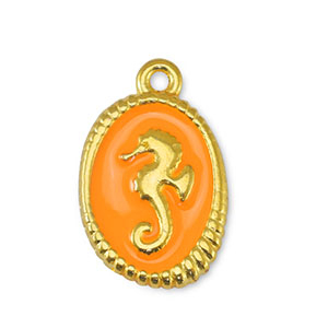 Bedels DQ metaal zeepaardje Orange-Goud (nikkelvrij)