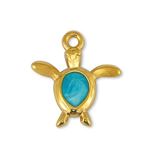 Bedels DQ metaal schildpad Pearl Turquoise-Goud (nikkelvrij)