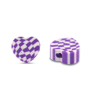 Polymeer kralen hart Purple-White