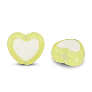 Acryl kralen hart Light yellow-white