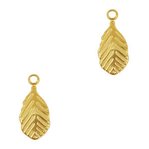 Roestvrij stalen (RVS) Stainless steel bedels blad Gold