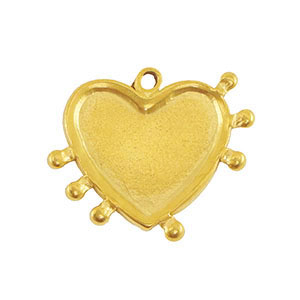 Roestvrij stalen (RVS) Stainless steel bedels hart Gold