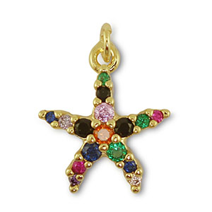 Brass TQ metaal bedels zeester Gold-multicolor