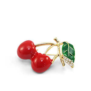 Broches kersen Red-green-gold