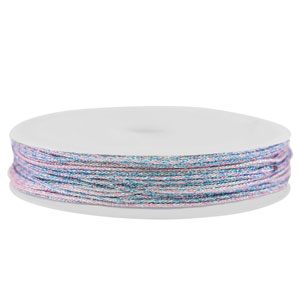 Macram&eacute; draad gevlochten 0,8mm Pink-blue metallic