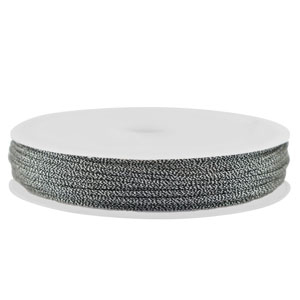 Macram&eacute; draad gevlochten 0,8mm Dark grey-silver metallic