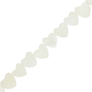 Schelp kralen hart Off white