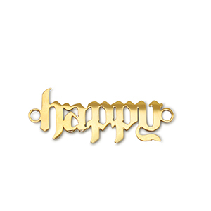 Roestvrij stalen (RVS) Stainless steel bedels tussenstuk ''happy'' Gold