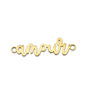 Roestvrij stalen (RVS) Stainless steel bedels tussenstuk ''amour'' Gold