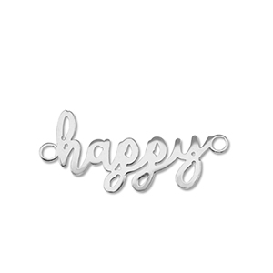 Roestvrij stalen (RVS) Stainless steel bedels tussenstuk ''happy'' Silver