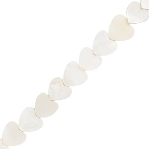 Schelp kralen hart Off white