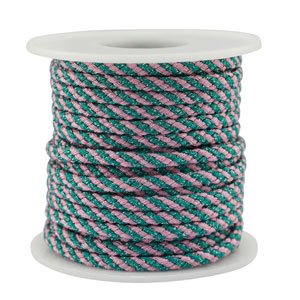Trendy koord gevlochten 3.5mm Blue-pink-silver