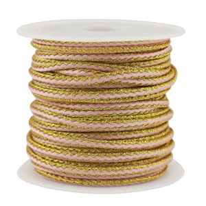 Trendy koord gevlochten 2.3mm Light pink-gold