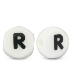 Letterkralen van keramiek R White-black