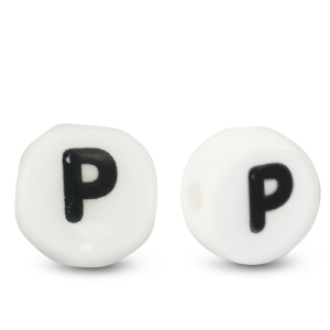 Letterkralen van keramiek P White-black