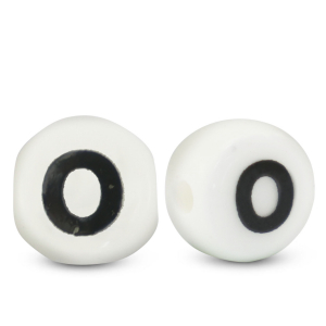 Letterkralen van keramiek O White-black