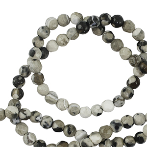Natuursteen kralen agaat 3mm facet geslepen Gray-beige-black
