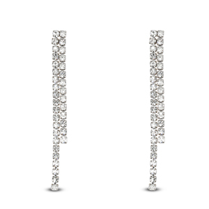 Roestvrij stalen (RVS) Stainless steel oorbellen / oorstekers met ongelijke strass Silver