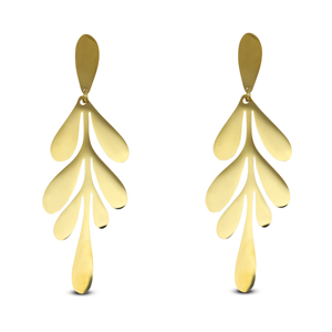 Roestvrij stalen (RVS) Stainless steel oorbellen / oorstekers blad Gold