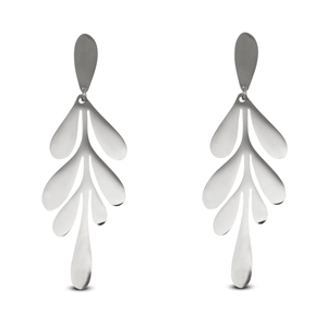Roestvrij stalen (RVS) Stainless steel oorbellen / oorstekers blad Silver