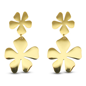 Roestvrij stalen (RVS) Stainless steel oorbellen / oorstekers bloem Gold