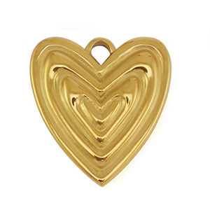 Roestvrij stalen (RVS) Stainless steel bedels hart Gold