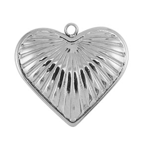 Roestvrij stalen (RVS) Stainless steel bedels hart Silver