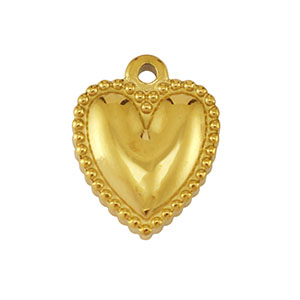 Roestvrij stalen (RVS) Stainless steel bedels hart Gold