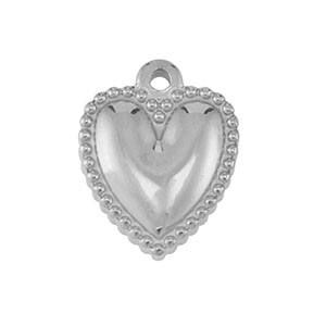 Roestvrij stalen (RVS) Stainless steel bedels hart Silver