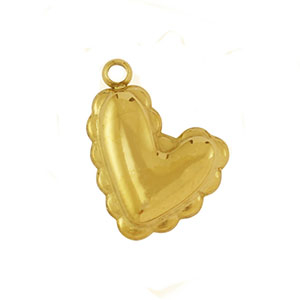 Roestvrij stalen (RVS) Stainless steel bedels hart Gold