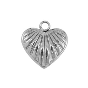 Roestvrij stalen (RVS) Stainless steel bedels hart Silver