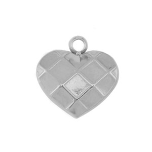 Roestvrij stalen (RVS) Stainless steel bedels hart Silver