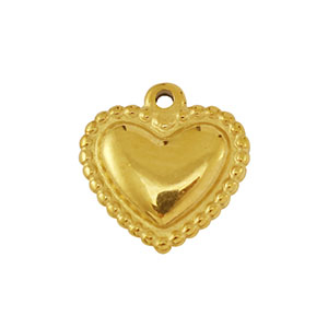 Roestvrij stalen (RVS) Stainless steel bedels hart Gold
