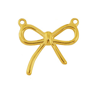 Roestvrij stalen (RVS) Stainless steel bedels strik Gold