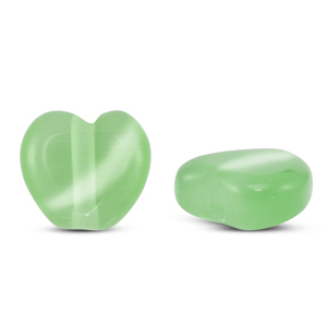 Glaskralen Cat's eye hart Light green