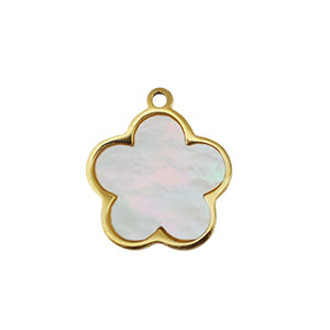 Roestvrij stalen (RVS) Stainless steel bedel schelp bloem Gold-white (natuurlijke kleur)