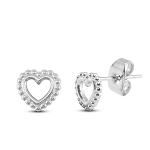 Roestvrij stalen (RVS) Stainless steel oorbellen / oorstekers hart Silver