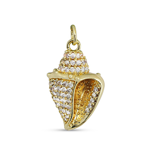 Brass TQ metaal bedels zirkonia schelp Gold